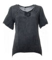 No Secret Tunika-Shirt Damen Grau Sommer Kurzarm große Größen T-Shirt Bluse