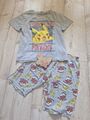 2er Set Pyjama Schlafanzug Kurzarm  Gr. 134/140 Pokemon Grau Pikachu