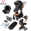 Kinderwagen 3 in 1 Kinderwagen neues Luxus-Kinderwagen High View Klappbett