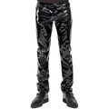 Trendige glänzende Skinny Performance Hose für Herren sexy Lackleder Reißvers