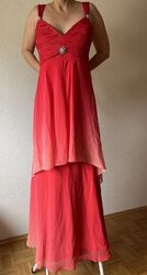 Kleid HEINE GR 38 M Rot Glamour Abend Hochzeit Abitur Chiffon