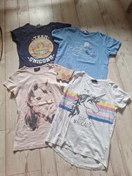 4er Set T-Shirt Mädchen Gr. 146/152 Page Of Young & Emoji Einhorn 