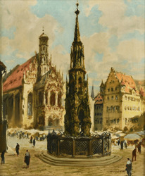 Goldener Brunnen Nürnberg | Gemälde von Otto Hunte