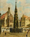 Goldener Brunnen Nürnberg | Gemälde von Otto Hunte