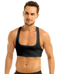 DE Herren Crop Top mit Frontreißverschluss Stehkragen Top Langarm Oberteil