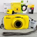 Nikon Coolpix S33 Waterproof Digital Compact Camera 3x Zoom Boxed Set Yellow