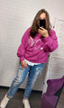 Leichter Hoodie mit Verzierung und Motivprint onesize bis 44 beere