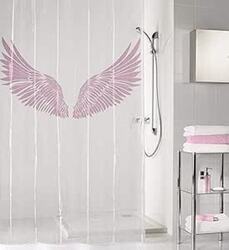 Kleine Wolke Wings Duschvorhang, PEVA, Flamingo, 180x200 cm Bad Dusche Vorhang