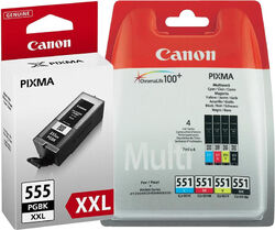 5x Original TINTE PATRONEN Canon PIXMA IX6850 MX725 MX925 PGI555-XXL CLI-551 SET