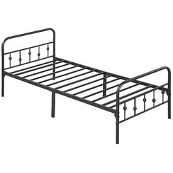 Bettrahmen für Matratze 200 x 90 cm, klappbar Bettgestell, Metallbett Schwarz