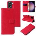 Handy Tasche für Samsung Galaxy S23 Handyhülle Blumen Buch Klapp Cover Case Rot