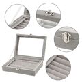 Weich Ring Tablett Schmuck-Organizer Vitrine Samt-Ring-Box Aufbewahrung sbox