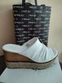 Pantolette  NEU Leder Keilabsatz weiss Gr. 38