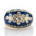 Antiker Ring aus 750er Gold mit Diamanten und Emaille