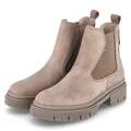 Tamaris Chelsea Boots Stiefeletten Taupe Leder flexibel rutschfest Damenschuh