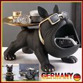 Coole Bulldogge Skulptur Französisch Statue mit Tablett Statue Tischdekoration