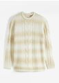 Pullover in Melange-Optik Gr44/46 Kieselbeige Wollweiß Damen Strickpullover Neu*