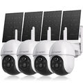 4PCS 4MP Solar Kamera FUNK ÜBERWACHUNGSKAMERA Outdoor WLAN WIFI CAMERA Set AUßEN