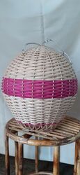 Rattan Handgewebt Korb Rosa Luftballon Form 2tlg Set Hänge Pendelleuchte