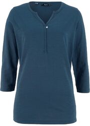 Neu Shirt mit 3/4-Ärmeln Gr. 36/38 Dunkelblau Damenshirt Top Tunika Basic-Bluse