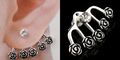 Ohrstecker Ohrringe Strass Zirkonia Ear Cuff Ohrklemme Clip Blume Flower Rose 24