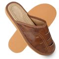 Herren Hausschuhe Leder Lochmuster braun Slip-on für große Füße Gr. 40-53 Metz