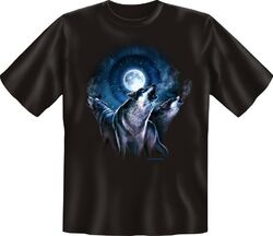 T-Shirt Fun-Shirt Natur Wildlife heulende Wölfe Vollmond Wolf S M L XL XXL XXXL