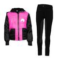 Reitset Reithose schwarz mit Kinder Reitjacke Mia pink gesteppt Fleecefutter