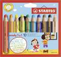 Buntstift, Wasserfarbe & Wachsmalkreide - STABILO woody 3 in 1 - 10er Pack - mit