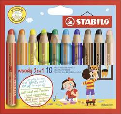 Buntstift, Wasserfarbe & Wachsmalkreide - STABILO woody 3 in 1 - 10er Pack - mit