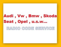 AUDI Radio Code Pin Volkswagen RCD RNS Blaupunkt Navigation Alpha