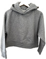 ZARA.  GRAU MELIERTER SCHWERER JERSEY HOODIE OVERSIZE CROP. GRÖSSE SMALL