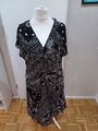 Damen Kleid Paisley schwarz weiß Gr. XXL 48 50 Paisleymuster Kurzarm...