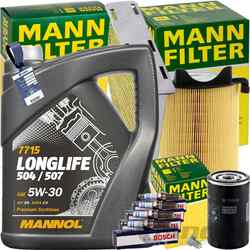 MANN INSPEKTIONSPAKET+5L MANNOL 504 5W-30 MOTORÖL passend für AUDI A3 SEAT ALTEA