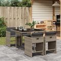 5-tlg. Garten-Essgruppe mit Kissen Grau Poly Rattan