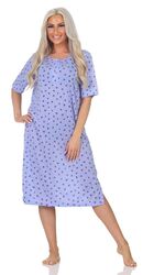 Damen Nachthemd Sleepshirt Nachtwäsche mit Muster, M L XL 2XL