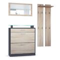 Garderobenset Garderobe Paneele Schuhschrank Spiegel Loret Mini Anthrazit matt