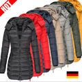 Damen Herbst Winter Übergangs Jacke Stepp Mantel Parka Steppjacke Lange Coat DE