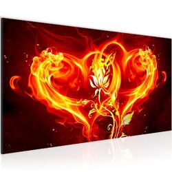 Wandbild Feuer Herz Bild XXL Wohnzimmer Schlafzimmer Bilder 100x40 cm rot