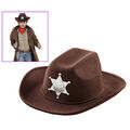 COWBOY HUT BRAUN KINDER # Western Sheriff Karneval Fasching Party Kostüm # 0489