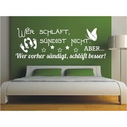 Wandtattoo Sex Spruch Wer schläft sündigt Wandsticker Schlafzimmer Sticker 2