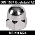 Hutmuttern DIN 1587 Edelstahl A2 V2A Inox - M3 M4 M5 M6 M8 M10 M12 M16 Hutmutter