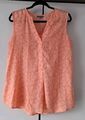 Montego Bluse Gr. 40 V-Ausschnitt mit Blumenmuster orange / Pfirsich Farben