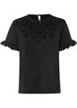 Neu Shirt mit Laser-Cut-Out Gr. 40/42 Schwarz Damen Sommerliche Kurzarmshirt