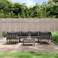 vidaXL 7-tlg. Garten-Lounge-Set mit Kissen Anthrazit Poly Rattan