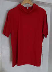 Rollkragen Kurzarm Shirt rot Gr. 42/44 70% Viskose