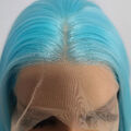 Long Straight Lace-Frontal-Perücken Hitzebeständiges Haar Hellblau