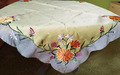 Tischdecke Mitteldecke Blume 83 x 83 Gelb durchscheinende Kante bunt Margerite