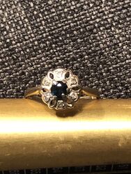 Ring, 18ct Gold, Saphir Und Diamanten 