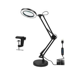 Lupe mit Licht und Ständer 10X, 2-in-1 stufenlos dimmbare LED-Schreibtischlampe